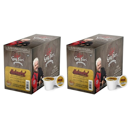 Guy Fieri Flavortown Roasts Decaffeinated Coffee Pods, Unleaded Decaf Medium Roast Coffee in Single Serve Cups, 24 Count Per Box, 2 Boxes