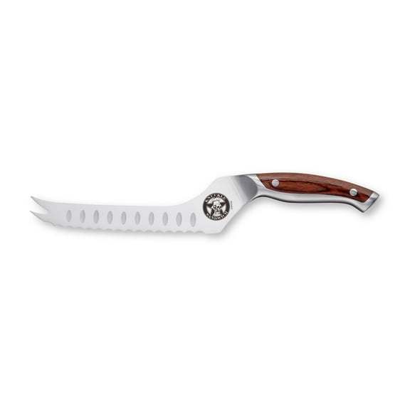 Guy Fieri Knuckle Sandwich Off-Set 6-Inch Serrated Utility Knife, Premium High Carbon Stainless Steel, Prong Tip, Ergonomic Pakkawood Handle