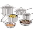 thumbnail image 1 of Guy Fieri's Flavortown 10-Piece Stainless Steel Cookware Set - Includes Frying Pans, Saucepans, Saute Pan and Stock Pot - Non-Toxic Pots and Pans, Oven-Safe up to 500F, 1 of 7
