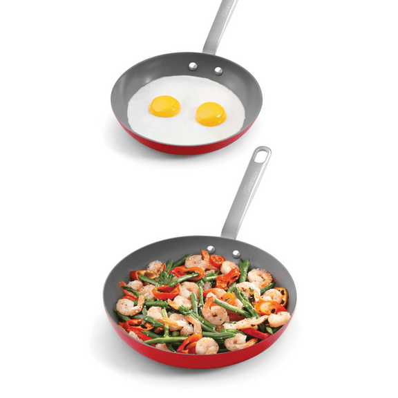 Guy Fieri's Flavortown 2-Piece Ceramic Cookware Set, Nonstick Frying Pan Set 10" and 12", Kitchen Cookware, Oven and Dishwasher Safe, Easy to Clean Everyday Cookware