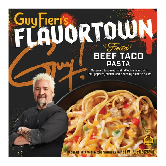 Guy Fieri's Flavortown Fiesta Beef Taco Pasta with Bell Peppers and Chipotle Sauce, 9.5 oz (Frozen)