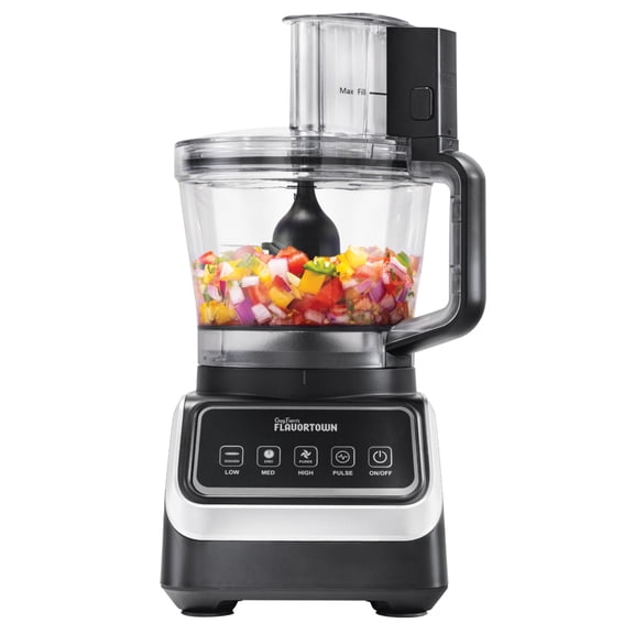 Guy Fieri's Flavortown Food Processor 4-Speed Control with Easyfeed Chute, 750W Motor, 8-Cup Bowl, Vegetable Chopper, Mixer, Smoothie Maker, Dough Kneader, Baby Food & Meal Prep, Black