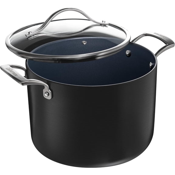 Guy Fieri's Flavortown Laser Titanium 8-Quart Stock Pot with Lid - Non-stick Cookware, Healthy Cooking, 3x More Durable, Dishwasher Safe, Oven Safe