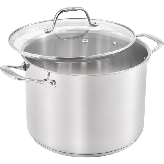 Guy Fieri's Flavortown Stainless Steel 8-Quart Stock Pot with Lid - Premium Non-Toxic Three-Layer Cookware, Oven-Safe up to 500F