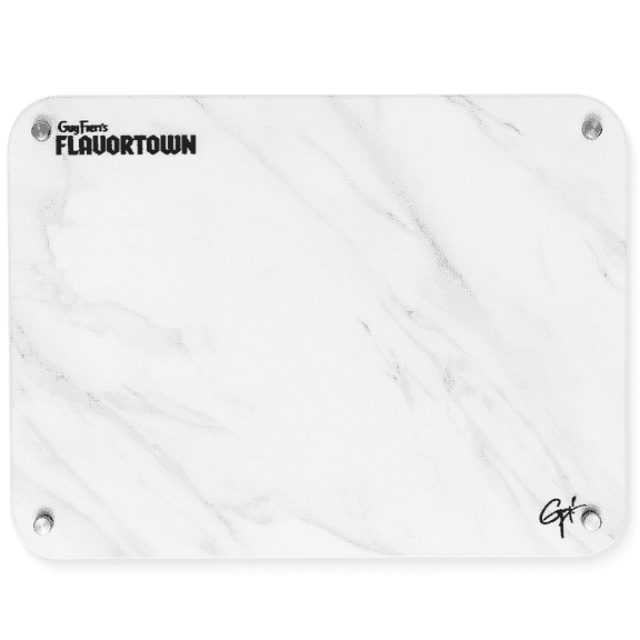 Guy Fieri’s Flavortown Stone Dish Drying Mat 16"x12" with Anti-Slip Stainless Steel Feet, Kitchen Counter Mat, White Marble
