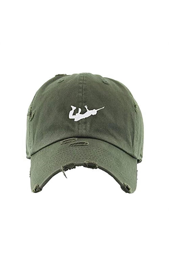 Guy Flying Vintage Baseball Cap Embroidered Cotton Adjustable Distressed Dad Hat Olive