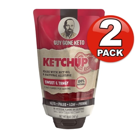 Guy Gone Keto Ketchup Infused with MTC Oil Paleo Ketchup Low Carb Ketchup Keto Condiment No Artificial Sweeteners Sweetened with All Natural Allulose, Monkfruit & Stevia 14 oz. 2 Pack