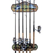 Rush Creek Creations Fishing Rod Wall Rack, 6 Rod Capacity, Guy Harvey Old World Map Design