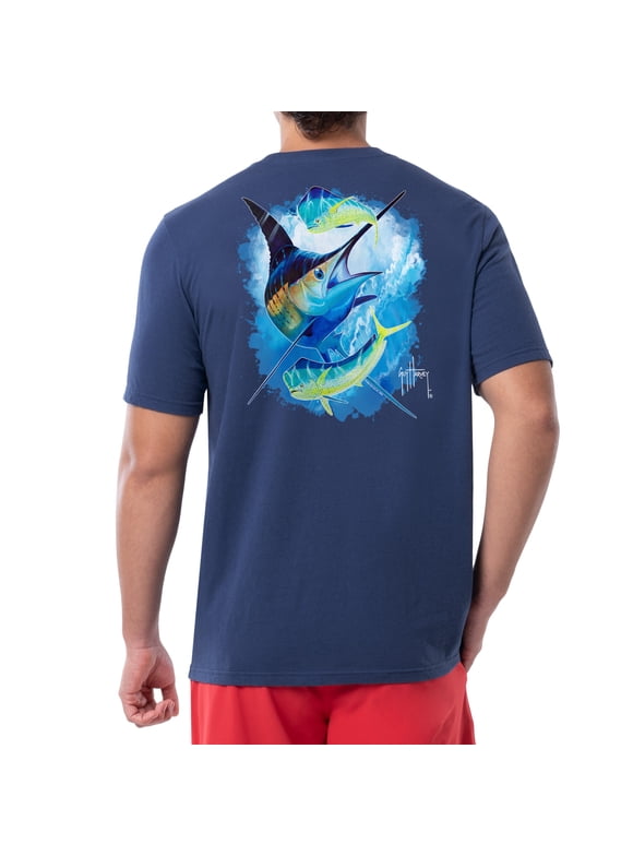 Guy Harvey Men's Billfish Collection T-Shirt - Short Sleeve Pocket Tee With Sailfish Art, Azure Blue, 3XL