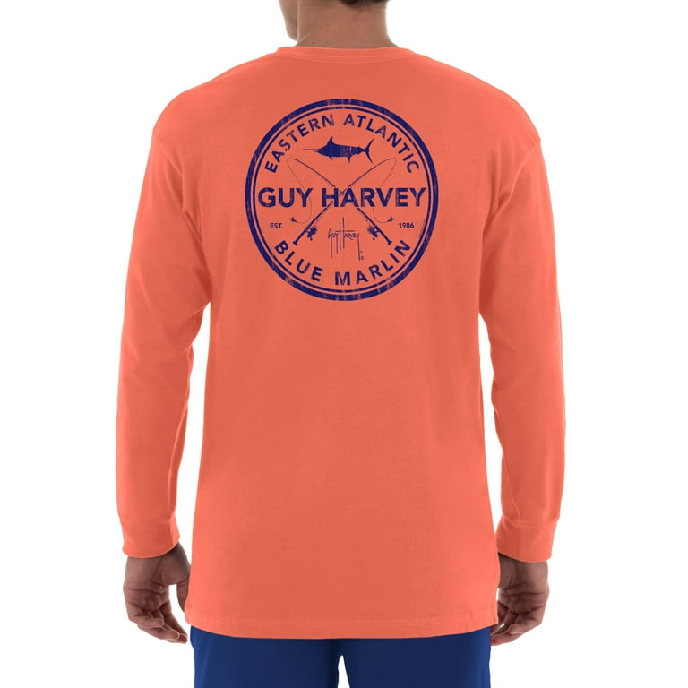 Guy Harvey Men's Blue Marlin Long Sleeves Crew T-shirt 