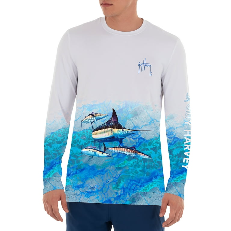Guy Harvey Mens Filtered Marlin Long Sleeve Shirt - Multi - Small