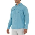 thumbnail image 1 of Guy Harvey Men's Long Sleeve Heather Textured Cationic Blue Fishing Shirt, 1 of 3