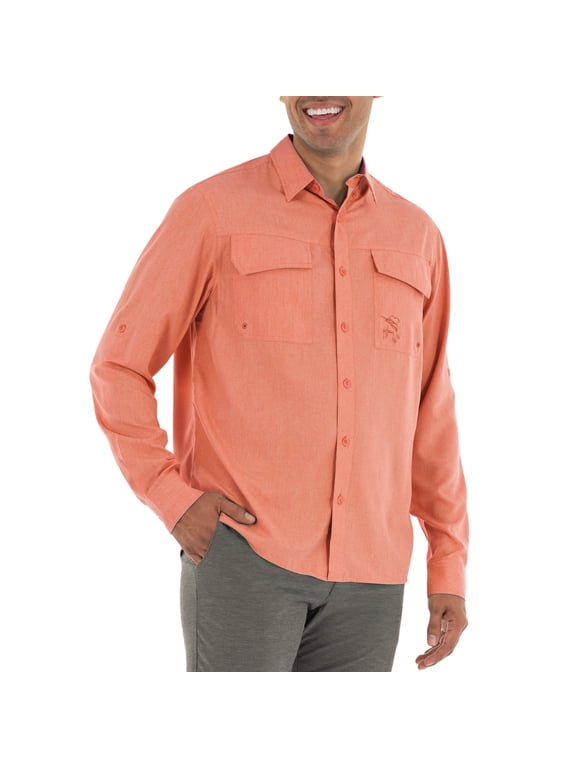 Men's Long Sleeve Heather Textured Cationic Fishing Shirt