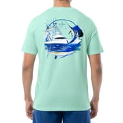 Guy Harvey Men's Marlin and Sails Short Sleeve T-Shirt - Beach Glass 2X Large