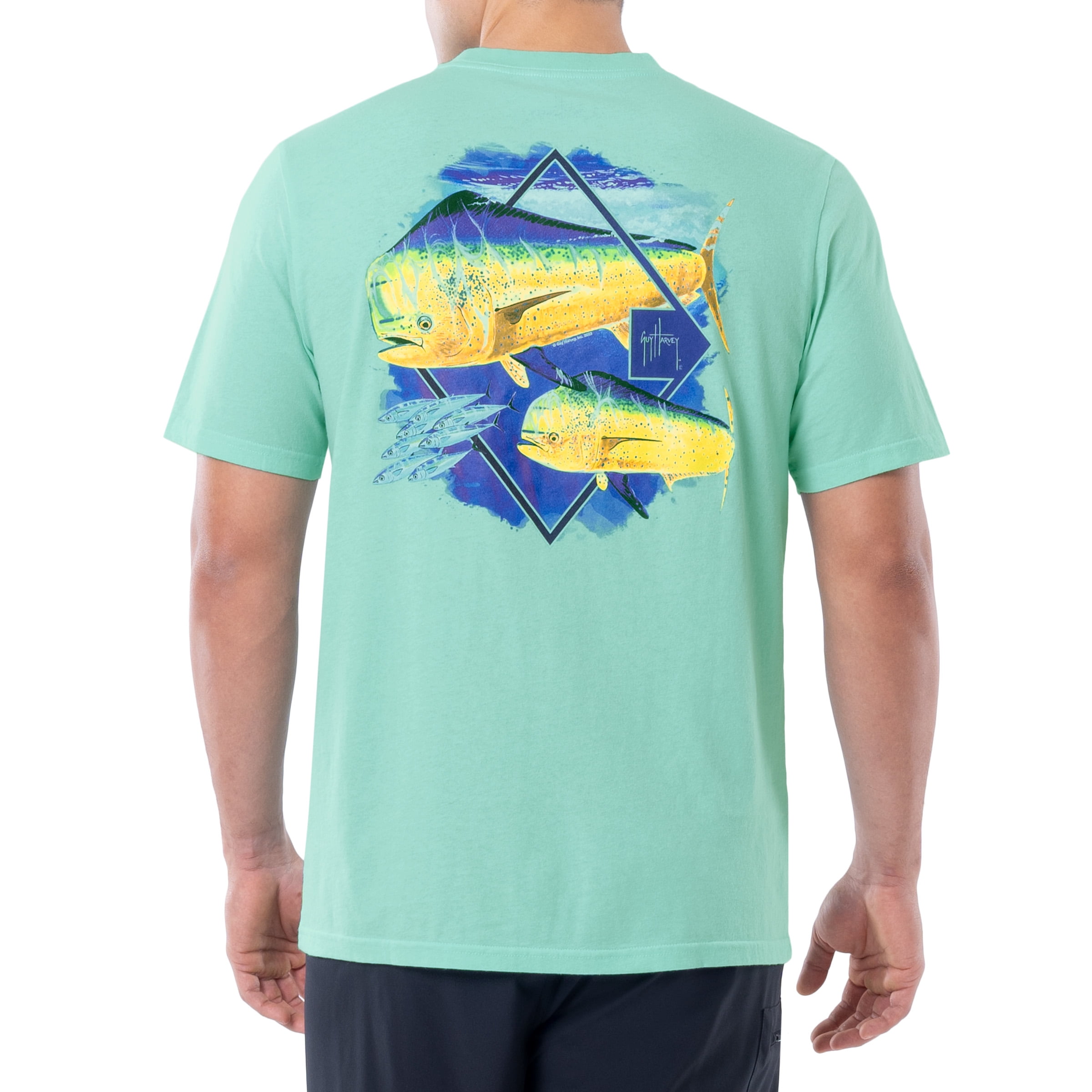Guy Harvey Men’s Offshore Fish Collection Short Sleeve T-Shirt - Beach  Glass Large