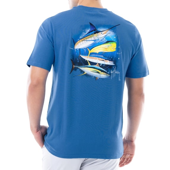 Guy Harvey Men’s Offshore Slam Short Sleeve T-Shirt, Azure Blue/Offshore Slam, Medium