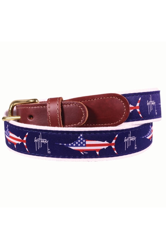 Men’s Patriotic USA Marlin Leather Ribbon Bel