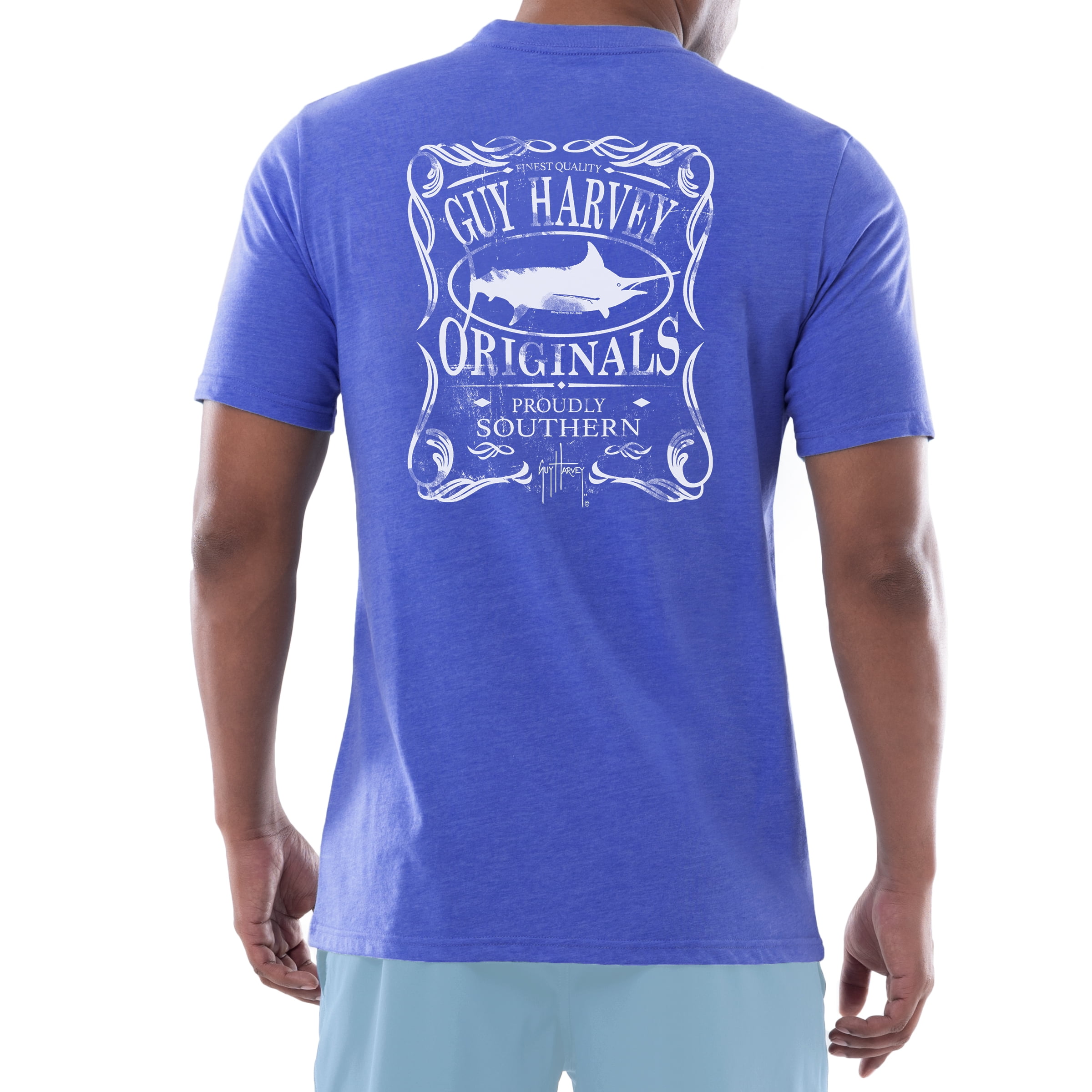 Guy Harvey Men's Marlin Stripes Short Sleeve Pocket Crew Neck T-Shirt 