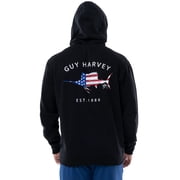 Guy Harvey Mens Scribble Americana Fleece Hoodie - Black X-Large