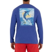 Guy Harvey Men's Sunset Marlin Long Sleeve Pocket Royal T-Shirt