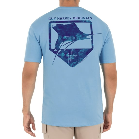 Guy Harvey Men's Water Shield Short Sleeve Blue T-Shirt