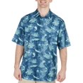 thumbnail image 1 of Guy Havey Mens Fish Shells Print Short Sleeve Shirt Large Blue, 1 of 2
