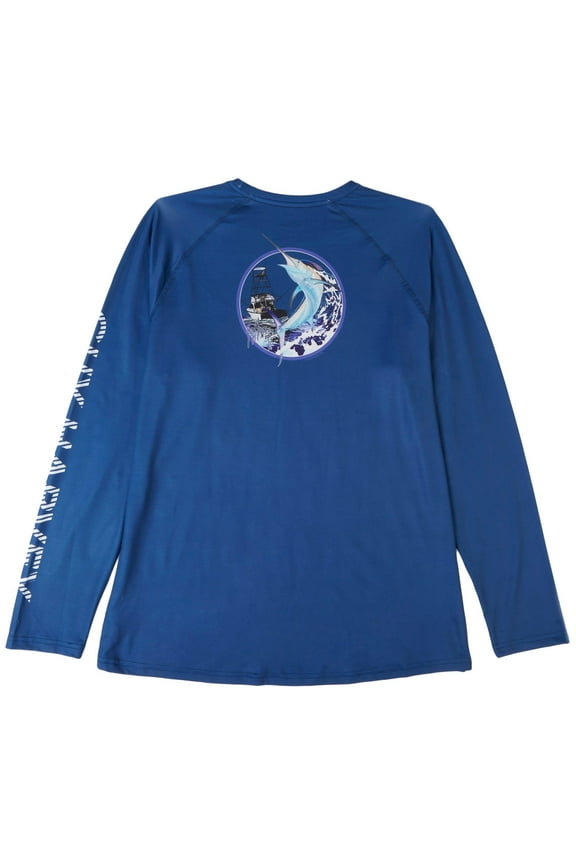 Mens Offshore Fishing Long Sleeve T-Shirt Small Estate blue