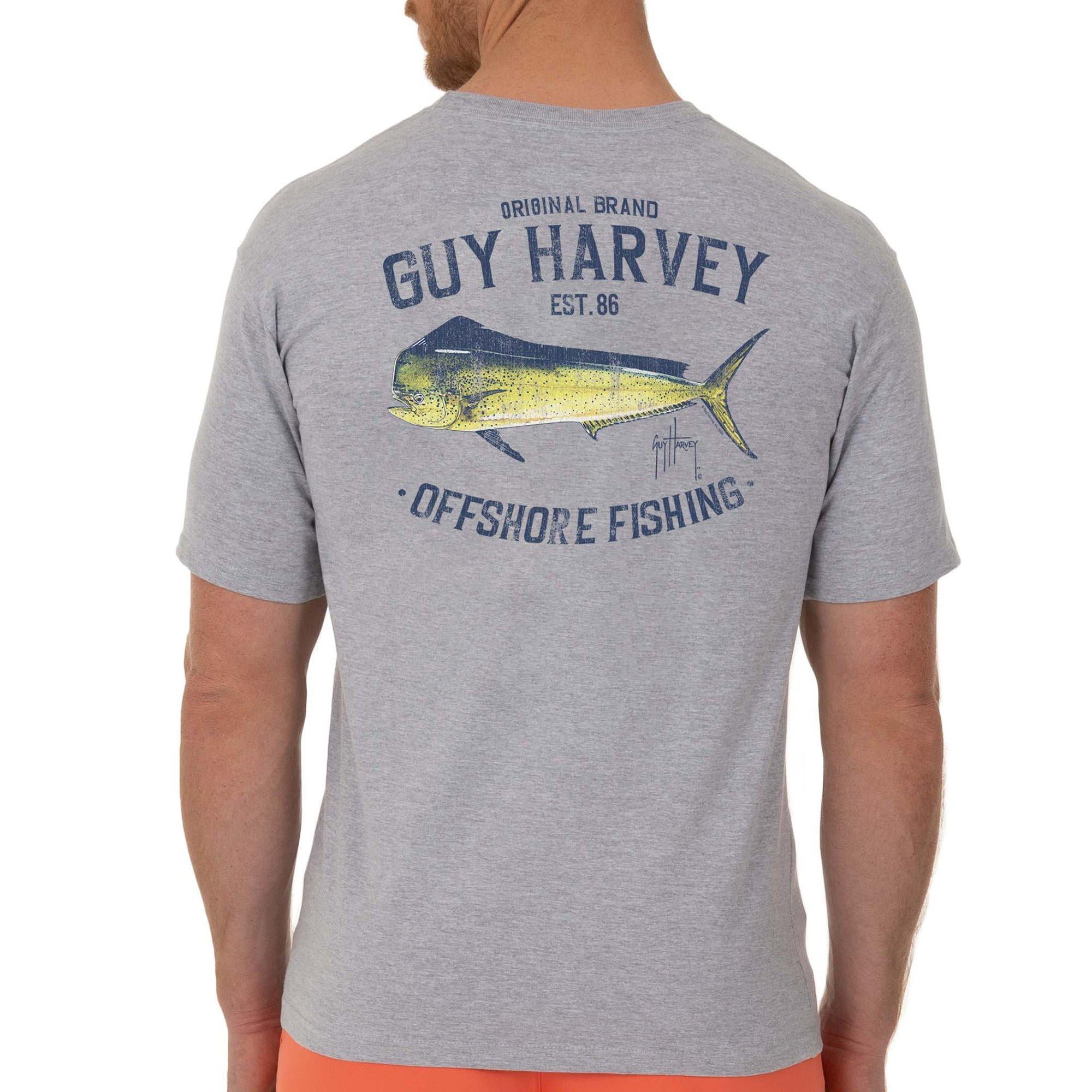 Guy Harvey Mens Offshore Fishing Pocket Short Sleeve T-Shirt X-Large Grey 