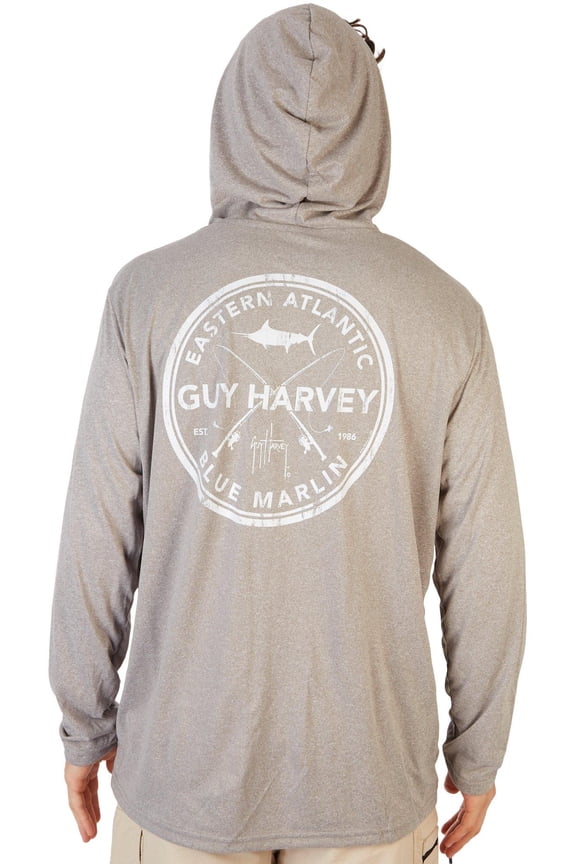 Mens Screen Print Hooded Long Sleeve Top Large Grey