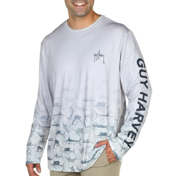 Guy Harvey Ombre Bills Ls Sun Protection Tee Microchip XXXL (Microchip/Ombre Bills, Small)