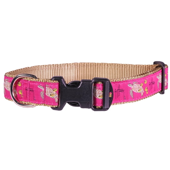 Guy Harvey Sea Turtle Pink Adjustable Dog Collar