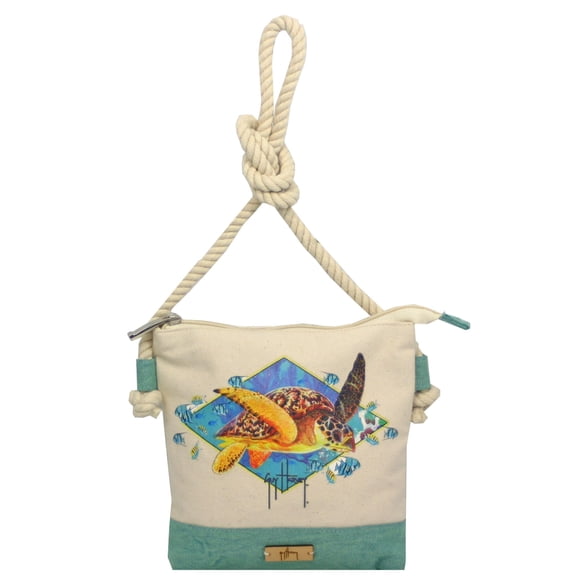 Guy Harvey Sea Turtle Small Shoulder Bag With Rope Shoulder Strap