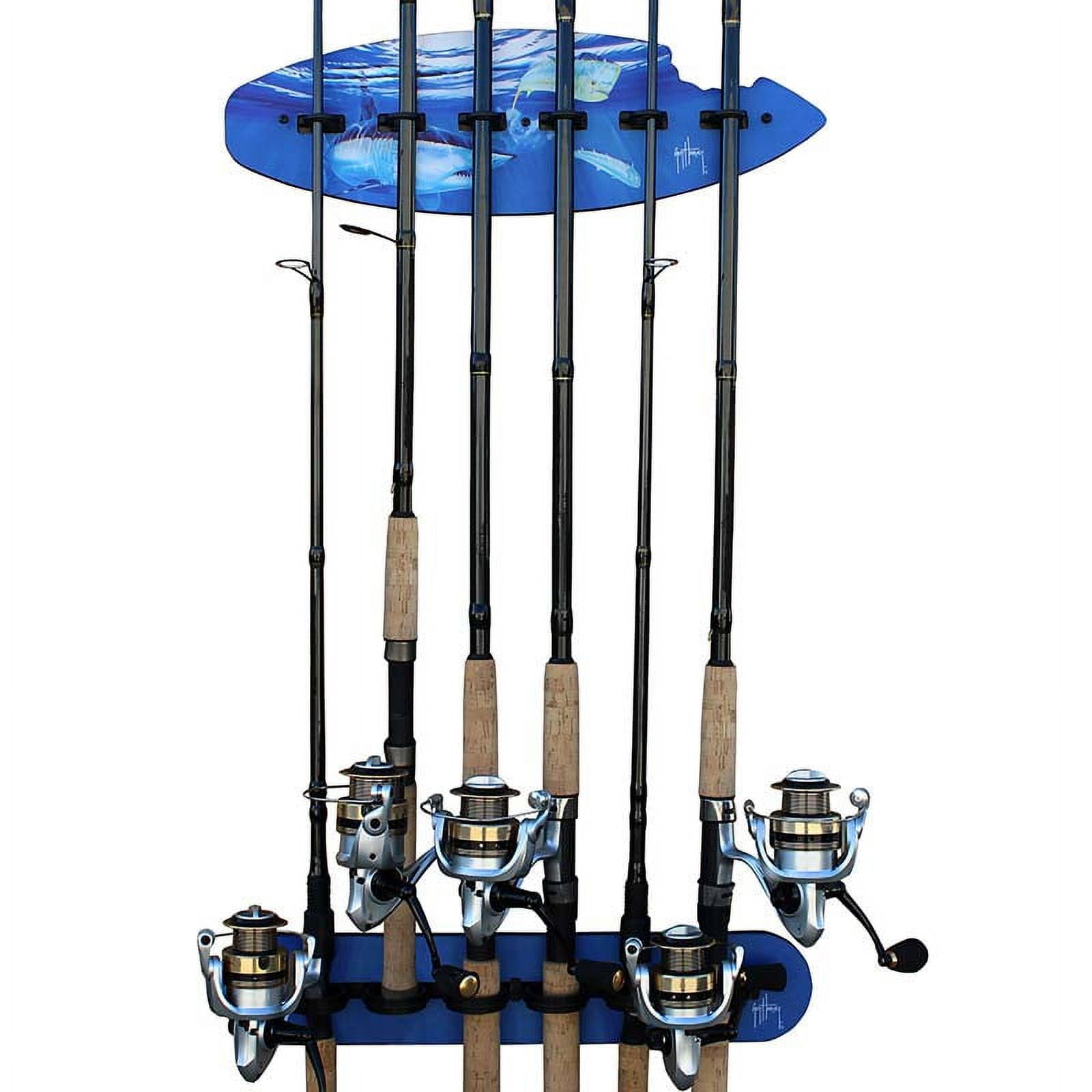 Blue Shark Bite Wall-mounted Fishing Rod Holder Rack