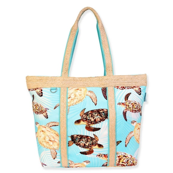 Guy Harvey Turtle with Palm Leaves Large Shoulder Tote Bag