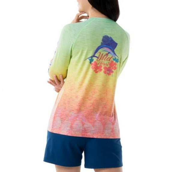 Guy Harvey Wild At Heart Ladies Ls Raglan Slub Tee Sunshine (SUNSHINE, L)