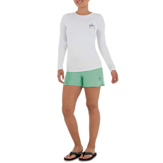 Guy Harvey Women's Core Solid Short (Beach Glass, Small)