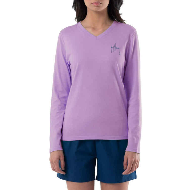 Guy Harvey Women's Reef and Friends Long Sleeves Top, Size: Small, Purple