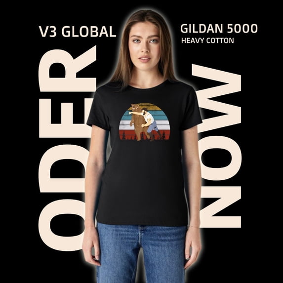 Guy Punching Bear SaiyanBear Sizes 4XL T-Shirt, for men & women, up to size 5XL.