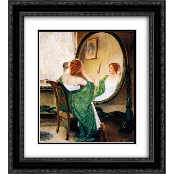 Guy Rose 2x Matted 20x24 Black Ornate Framed Art Print 'The Green Mirror'