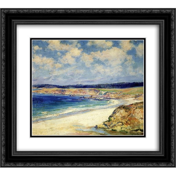 Guy Rose 2x Matted 22x20 Black Ornate Framed Art Print 'Carmel Beach'