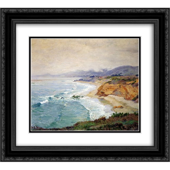 Guy Rose 2x Matted 22x20 Black Ornate Framed Art Print 'Lifting Fog, Laguna'