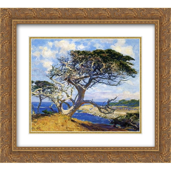 Guy Rose 2x Matted 22x20 Gold Ornate Framed Art Print 'Monterey Cypress'