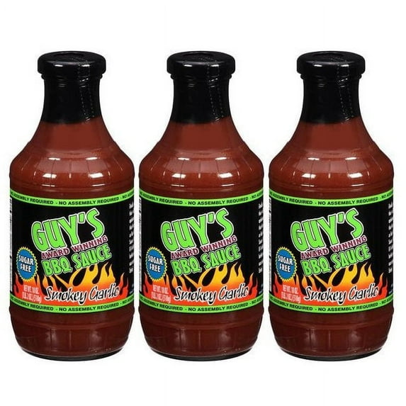 Guy's Award Winning Sugar Free BBQ Sauce (18oz) Size: 3-Pack, Flavor: Smokey Garlic
