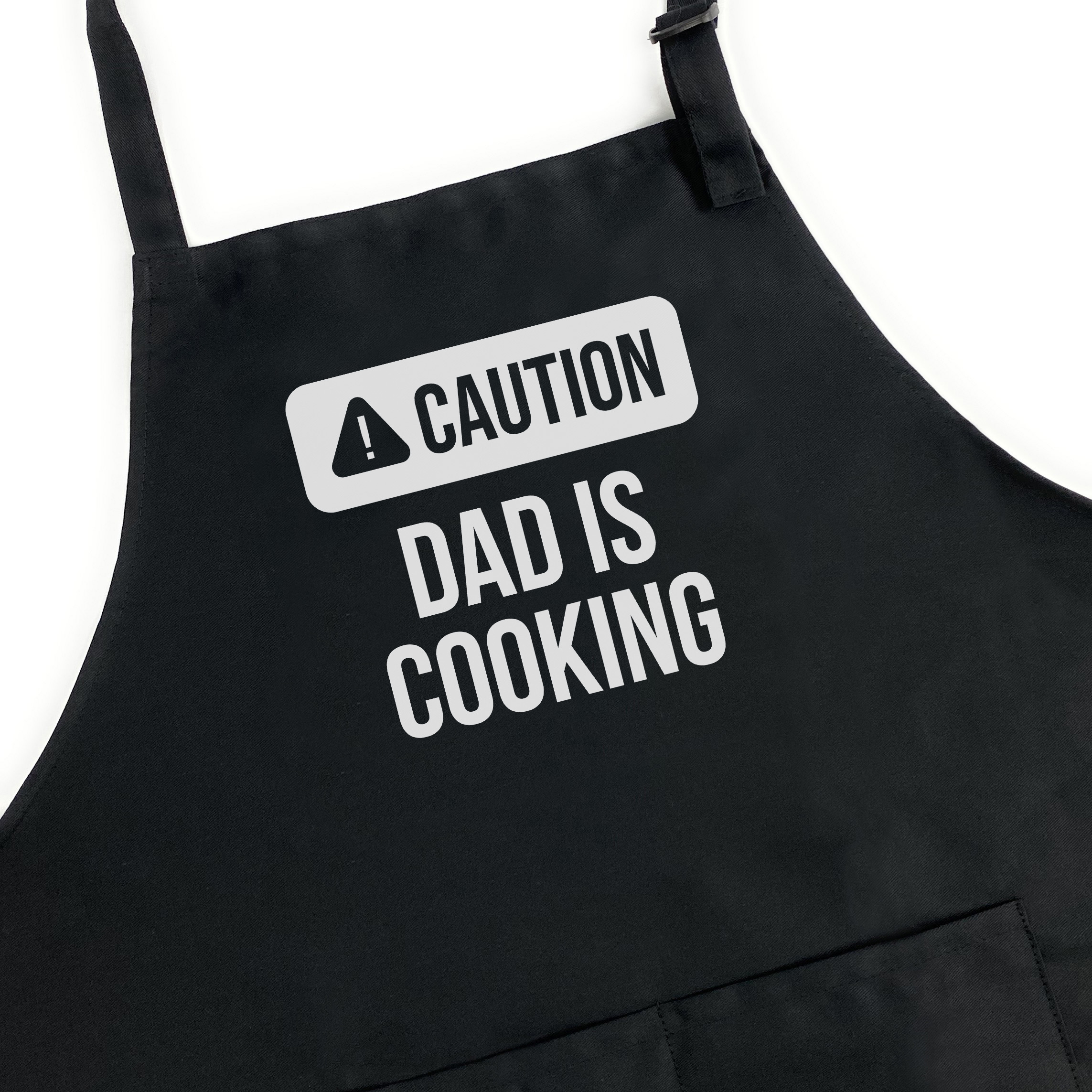 GuyAprons Caution Dad Is Cooking Apron, Funny Apron for Men, BBQ Grill Apron, Funny Apron for Dad