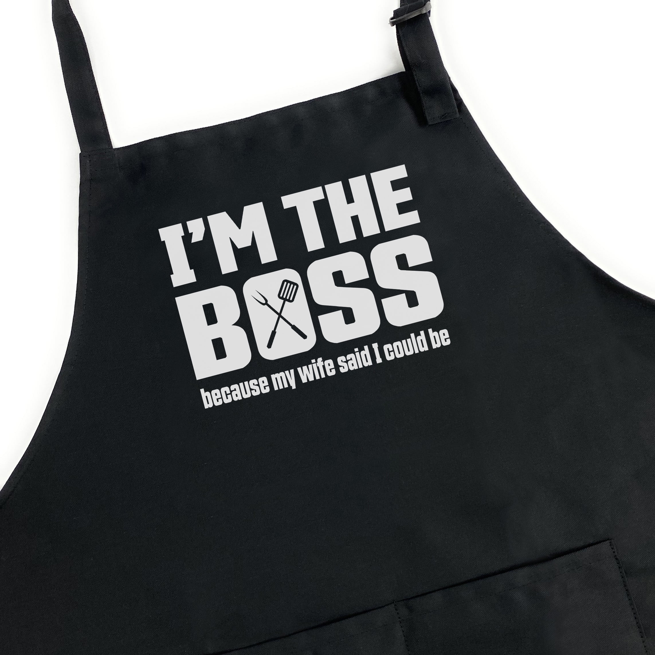 GuyAprons I'm The Boss Apron, Funny Apron for Men, BBQ Grill Apron