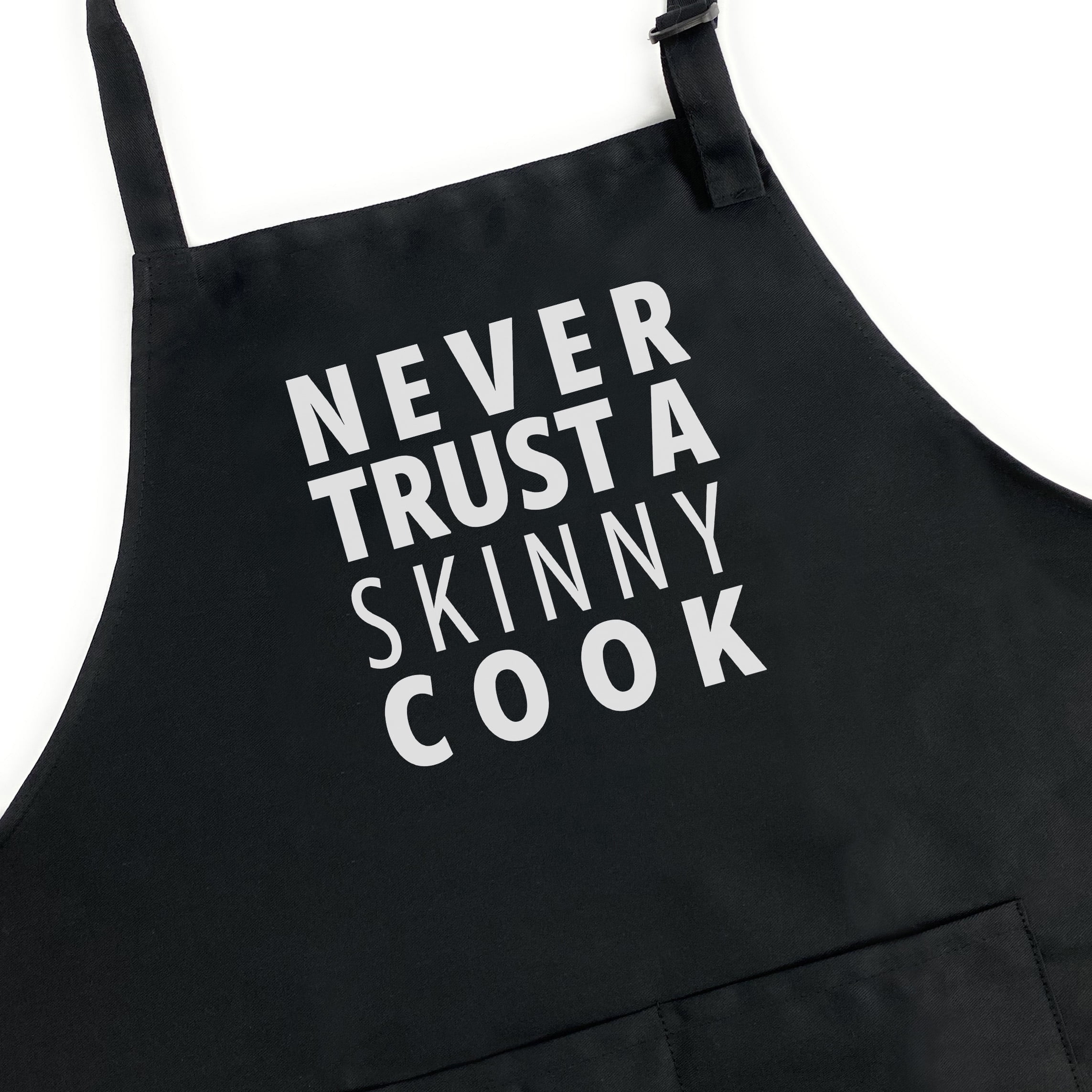 GuyAprons Never Trust A Skinny Cook Apron, Funny Apron for Men, BBQ Grill Apron, Funny Apron for Dad