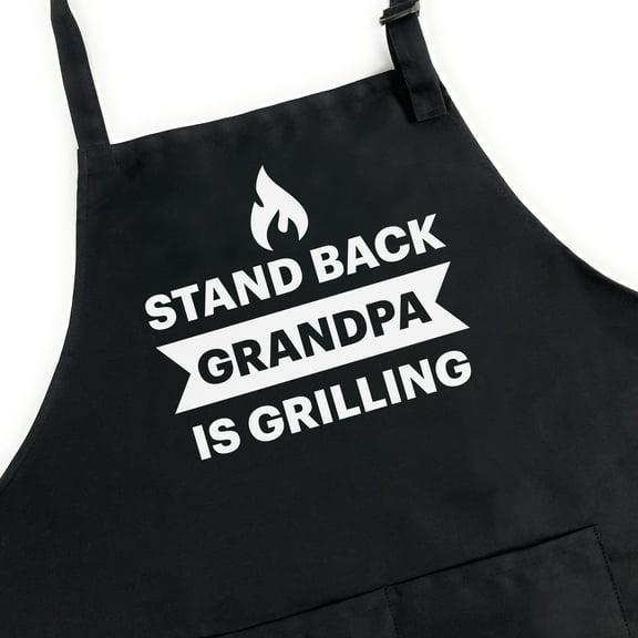 GuyAprons Stand Back Grandpa Is Grilling Apron, Funny Apron for Men, BBQ Grill Apron, Funny Apron for Dad