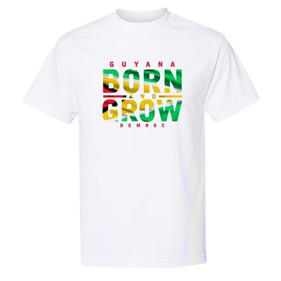 Guyana Born and Grow Proud Guyanese Patriotic Flag Graphic T-Shirt (S-XXL)