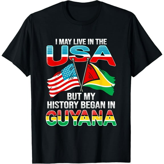 Guyana Design for proud guyanese T-ShirtMen's and women's gift, black and white T-shirt, size: Extra large S-4XL