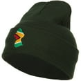 thumbnail image 1 of Guyana Flag Map Embroidered Long Beanie - Olive OSFM, 1 of 5
